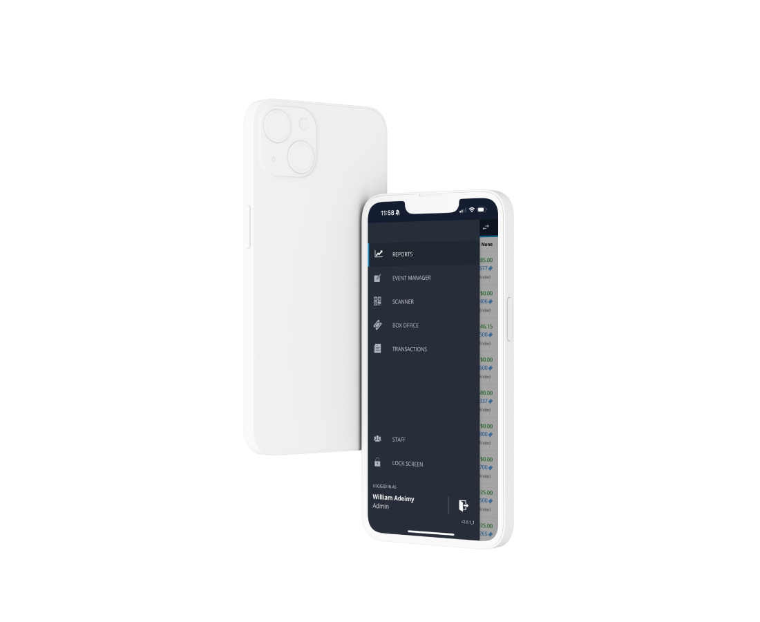 Eventpro mobile app interface showing ticket scanning